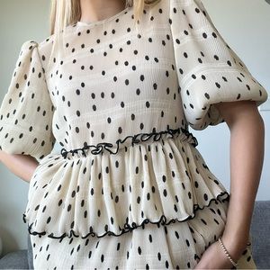 GANNI dotted georgette dress